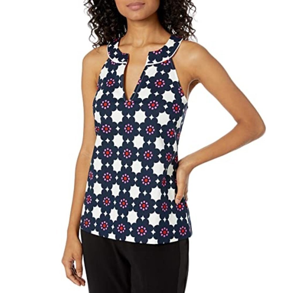 Trina Turk Coral Way Pua Kala Print Sleeveless Top
